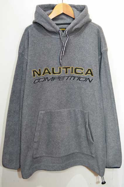 90's NAUTICA ノーティカ COMPETITION コンペティション フリースパーカー グレー M ロゴ 刺繍 アメリカ 古着【中古】