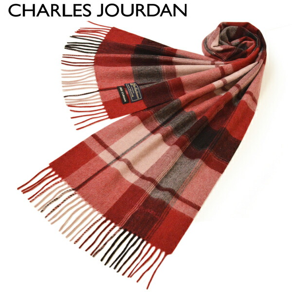 全国組立設置無料 カシミヤマフラー シャルル ジョルダン メンズ レディース Charles Jourdan チェック柄カシミヤマフラー サイズ180cm 30cm Ecjw119 R98 Red レッド 超歓迎 Dolores Maxwell Com