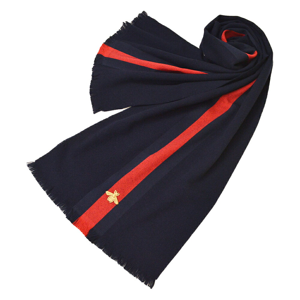 GUCCI ネイビー　マフラー　100%カシミア グッチGG柄 ストール グレー/水色 ユニセックス マフラー 411115