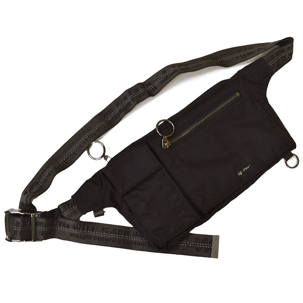 バッグ OFF-WHITE 2WAY bag Leather Black Studded Crossbody Bag With Dual Straps 22cm