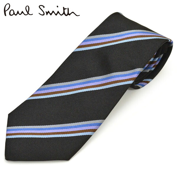 ネクタイ ポールスミス メンズ Paul Smith ストライプ柄シルクネクタイ(サイズ剣幅8cm)eps19w015 ALU17-79 ブラック