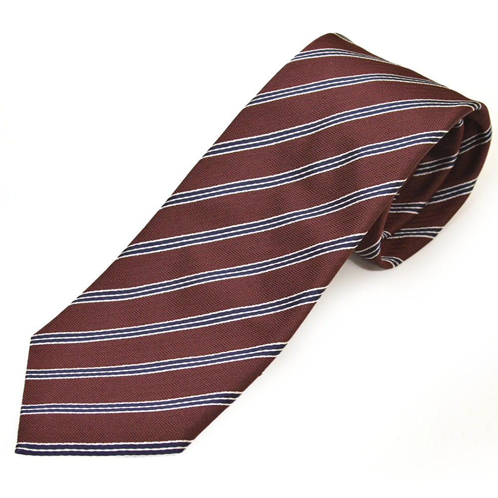 Zegna ゼニア ネクタイ メンズ ストライプ柄シルクネクタイ(サイズ剣幅8cm)eez22w009 Z4D04T-BU1 BURGUNDY バーガンディ