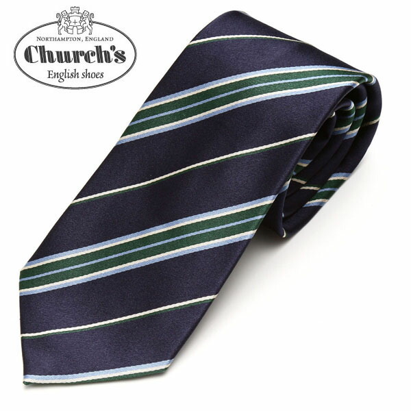 Church's【チャーチ】ストライプ柄シルクネクタイecc16w019 Church's【チャーチ】ストライプ柄シルクネクタイecc16w019