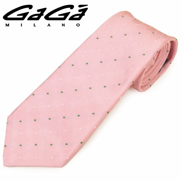 タイ ガガミラノ GaGa MILANO メンズ 一点柄地絹タイ/ナロータイ(大きさ剣幅7珊)egg20s022 Z3038-1 さくら色