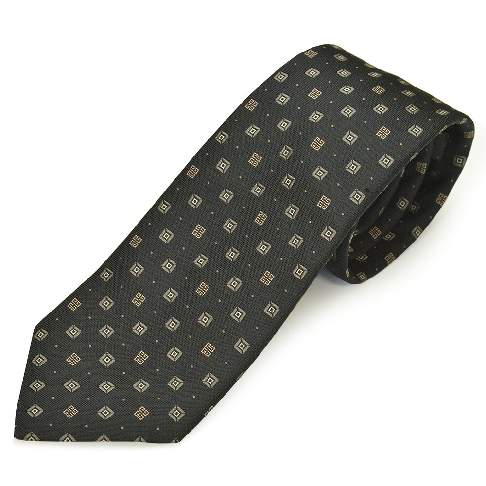 GIVENCHY ジバンシイ ネクタイ メンズ 2025SS春夏新作 スクエア柄シルクネクタイ(サイズ剣幅8cm)egy25s012 J5903-001 BLACK ブラック