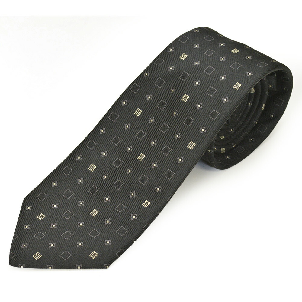 GIVENCHY ジバンシイ ネクタイ メンズ 2025SS春夏新作 スクエア柄シルクネクタイ(サイズ剣幅8cm)egy25s014 J5906-001 BLACK ブラック