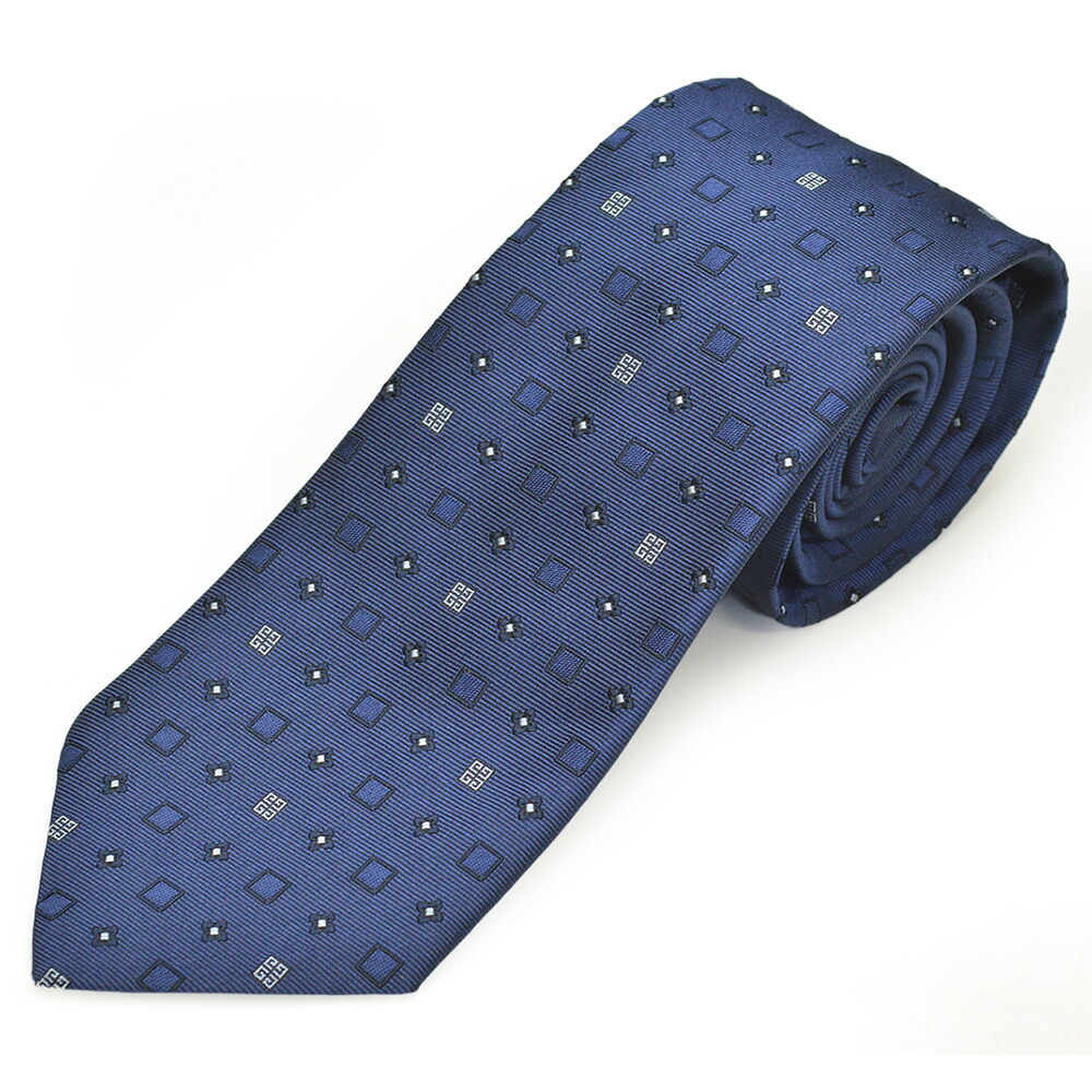 GIVENCHY ジバンシイ ネクタイ メンズ 2025SS春夏新作 スクエア柄シルクネクタイ(サイズ剣幅8cm)egy25s015 J5906-004 NAVY ネイビー