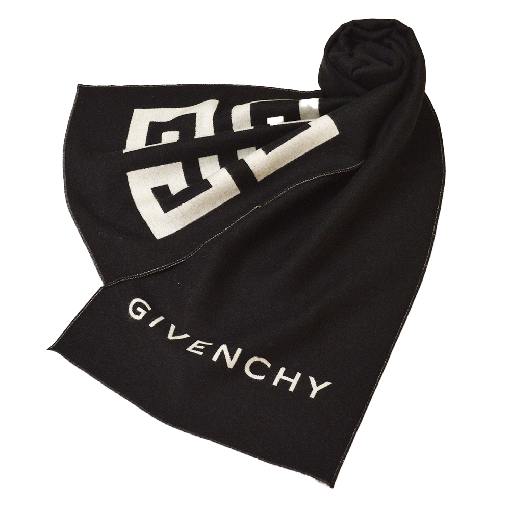 日本初の サイズ180 35cm レディース兼用 2022-23年AW秋冬新作 WHITE GIVENCHY J4546 BLACK マフラー  GV3518 egy22w102 ウール混マフラー ロゴ 1 ジバンシイ ブラック メンズ マフラー・スカーフ