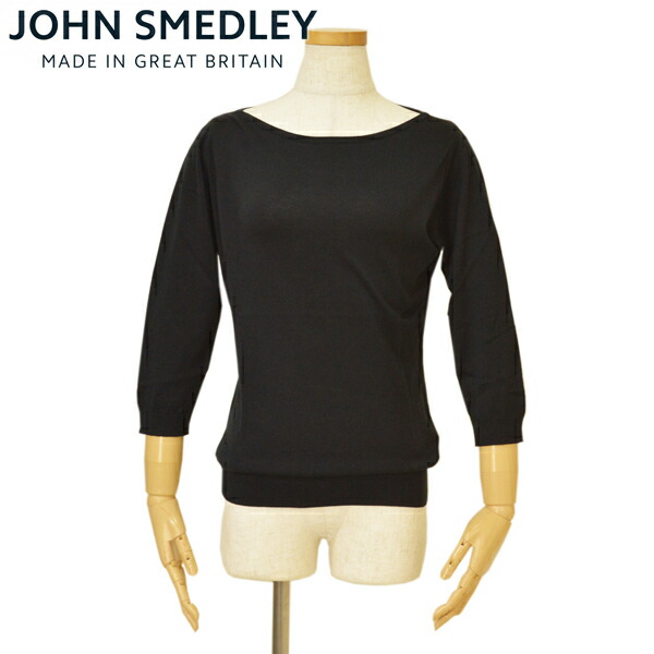 JOHN SMEDLEY ジョンスメドレー レディース 7分袖ボートネックニット ejd20s501 CASSANDRA BLACK 黒いこと