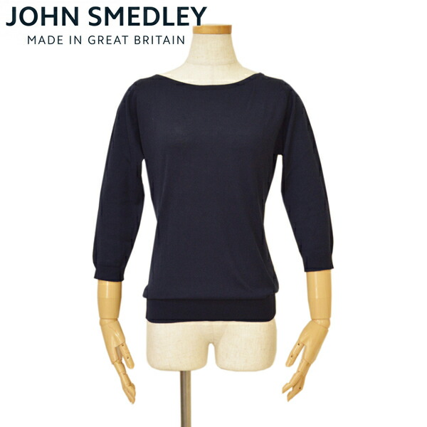 JOHN SMEDLEY ジョンスメドレー レディース 7分袖ボートネックニット ejd20s502 CASSANDRA NAVY 米国海軍