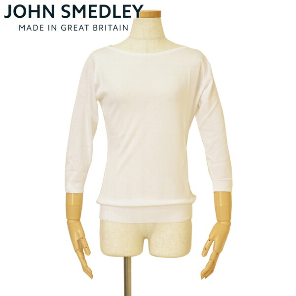 JOHN SMEDLEY ジョンスメドレー レディース 7分袖ボートネックニット ejd20s503 CASSANDRA WHITE 白いこと