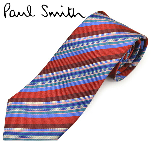 ネクタイ ポールスミス メンズ Paul Smith マルチストライプ柄シルクネクタイ(サイズ剣幅8cm)eps20w038 ALU14-28 レッド 8,960円