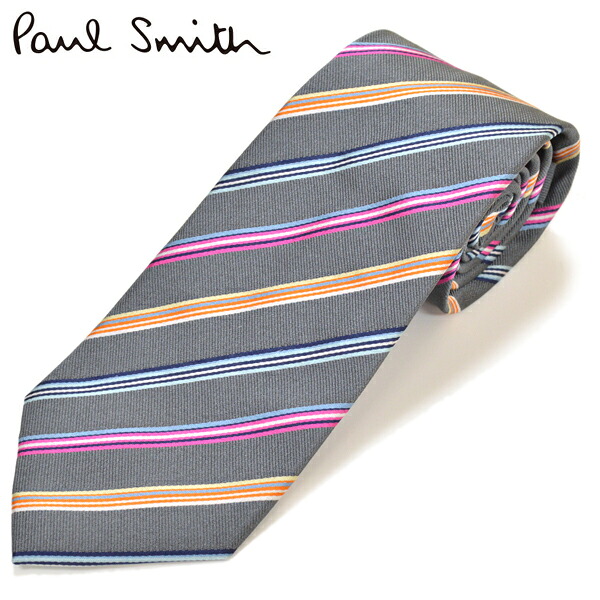 ネクタイ ポールスミス Paul Smith メンズ ストライプ柄 シルク サイズ剣幅8cm eps18w006 AE04-70 ライトグレー FLUE04-70｜ハイビューティ