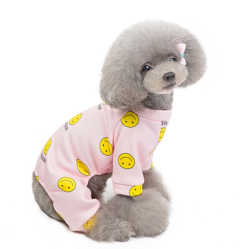 楽天市場 チワワ 服 トイプードル 服 冬 スマイリーロンパース ピンク 犬の服 首輪 犬のリードの通販hibi