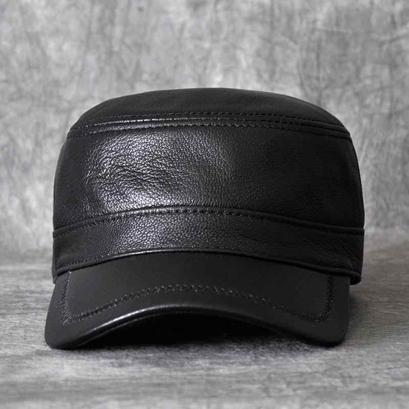 メンズ レザー キャップ シープスキン 牛革 秋冬 シニア フラット トップ 薄手 シンプル カジュアル 通気口 柔らかい 大きいサイズ ステッチ おしゃれ 普段使い レジャー 黒 茶 調節可能|HibiLabo