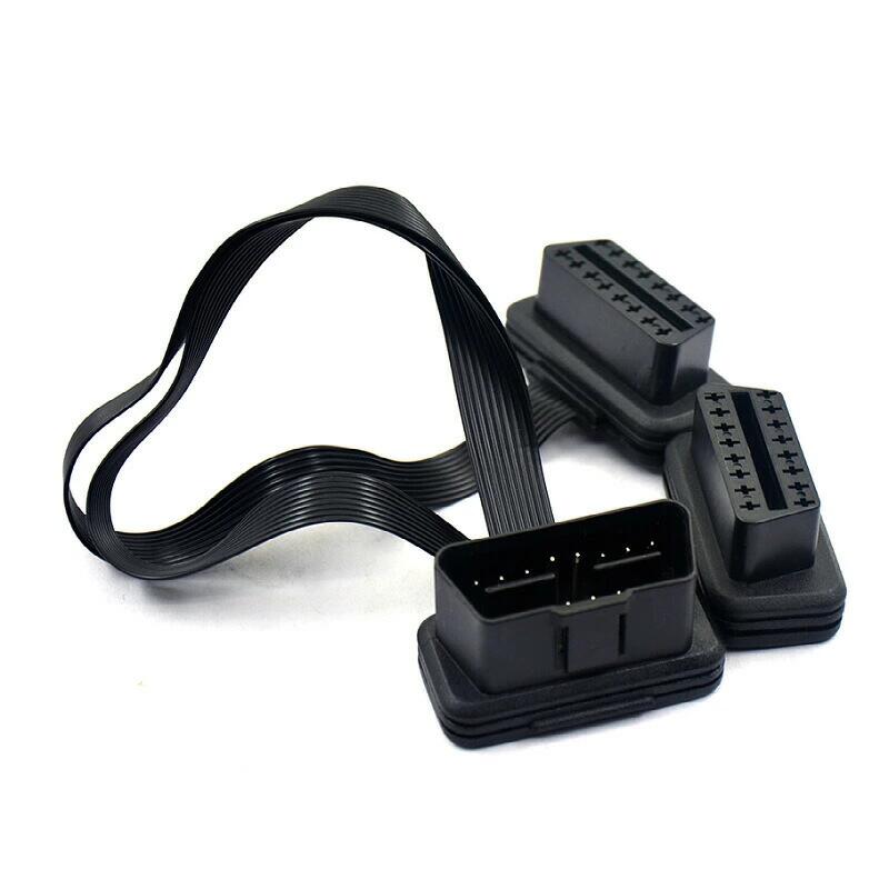 【2個セット】OBD2 2分岐フラットケーブル 延長ケーブル ハーネス 30cm 16ピン
