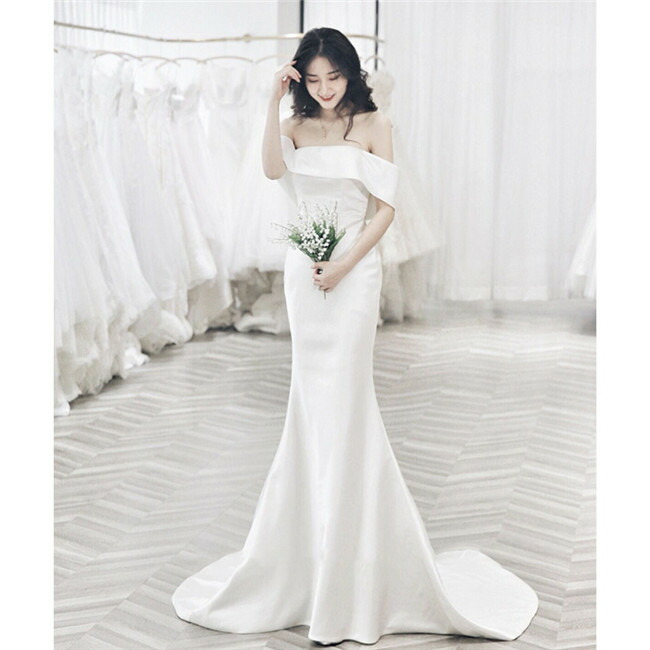 mサイズホワイトオフショルダーウェディングドレスaラインファスナータイプトレーンレース素地xs～xlweddingdressお花嫁御寮華燭の典旅する映画化上演レディースウェディングドレス