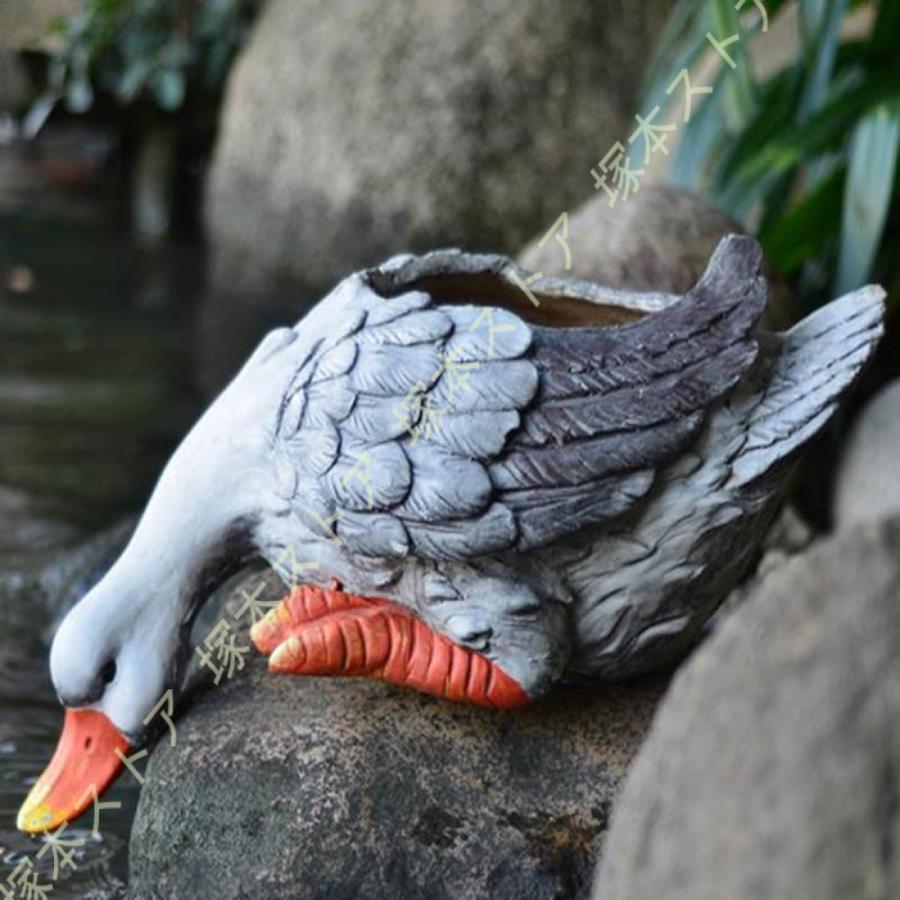 鵞鳥雑貨鉢ガーデンオーナメント飾りつけオブジェインテリアアウトドア御部屋庭飾りもの毛の荒物飾りものガーデニング露天かざり付ける品庭のかざり付ける