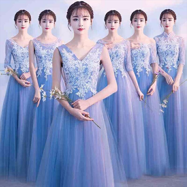 ブライズメイドドレス大人ピアノ発表会演奏会ピアノ発表会演奏会用ドレス結婚式母親ロングドレス演奏会用ロングドレス大きいサイズ演奏会ドレスイブニングドレスパーティードレス発表会ドレス高校生袖付きオフショルダー小さいサイズXS青zen1