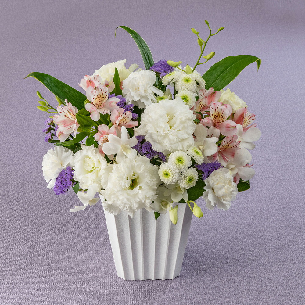 お供え 花 お供え用 アレンジメント「花優(はなゆう)」 日比谷花壇 お供え花 供え花 供花 法事 仏事 喪中 お彼岸 仏花 お悔み 命日 生花 一周忌 告別式 お通夜 四十九日 メッセージカード