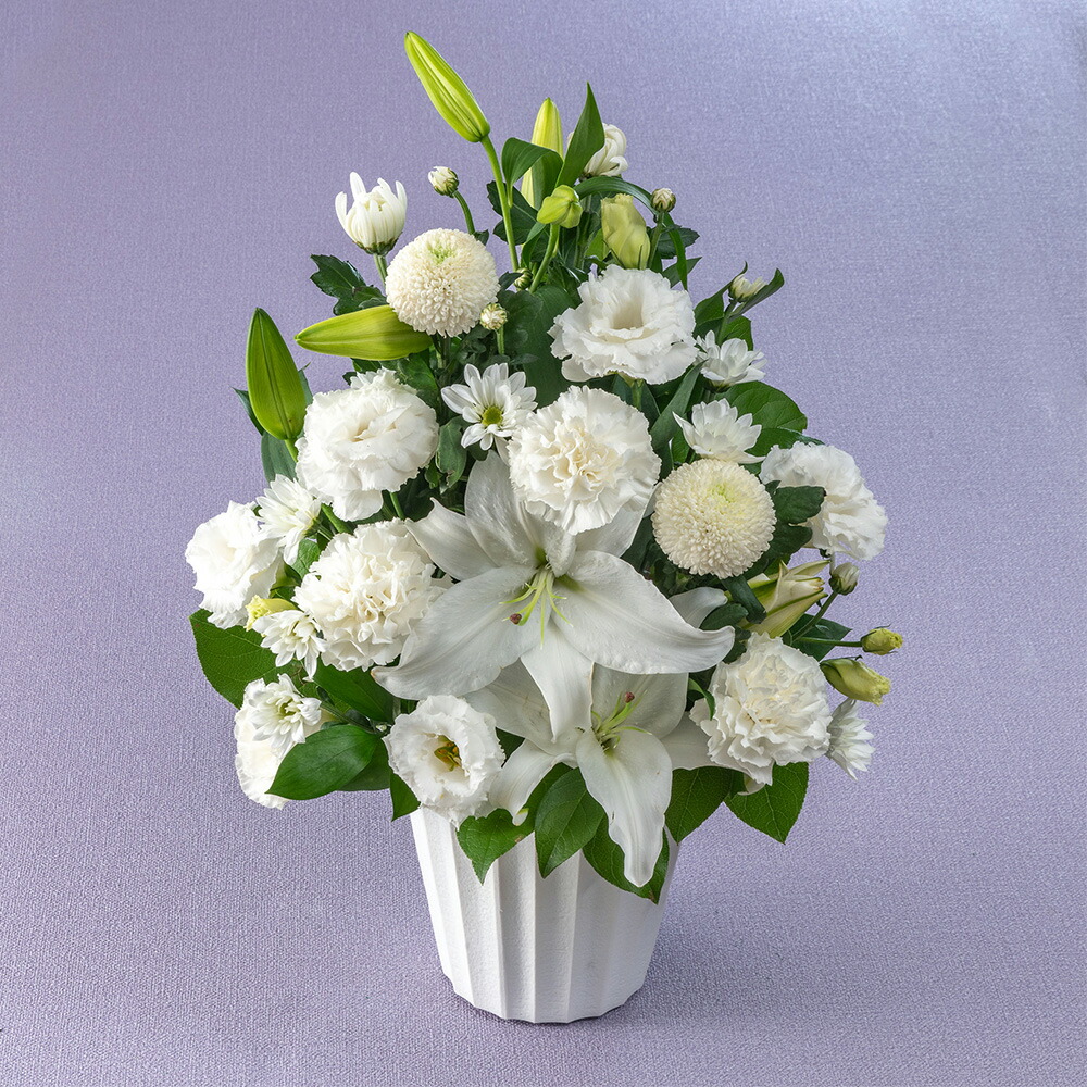 お供え 花 お供え用 アレンジメント「月明り」 日比谷花壇 お供え花 供え花 供花 法事 仏事 喪中 お彼岸 仏花 お悔み 命日 生花 一周忌 告別式 お通夜 四十九日 メッセージカード