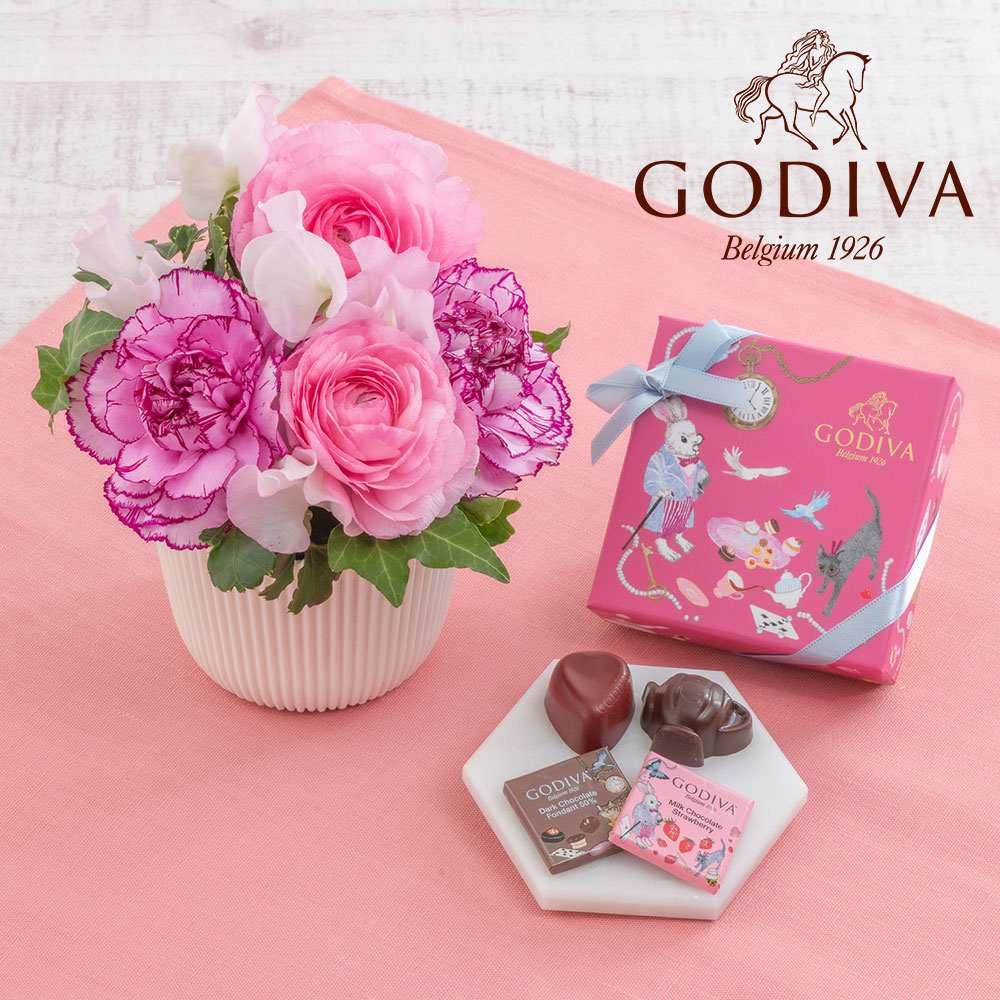 ゴディバ「クッキーアソートメント」とプリザーブド アレンジメントのセット