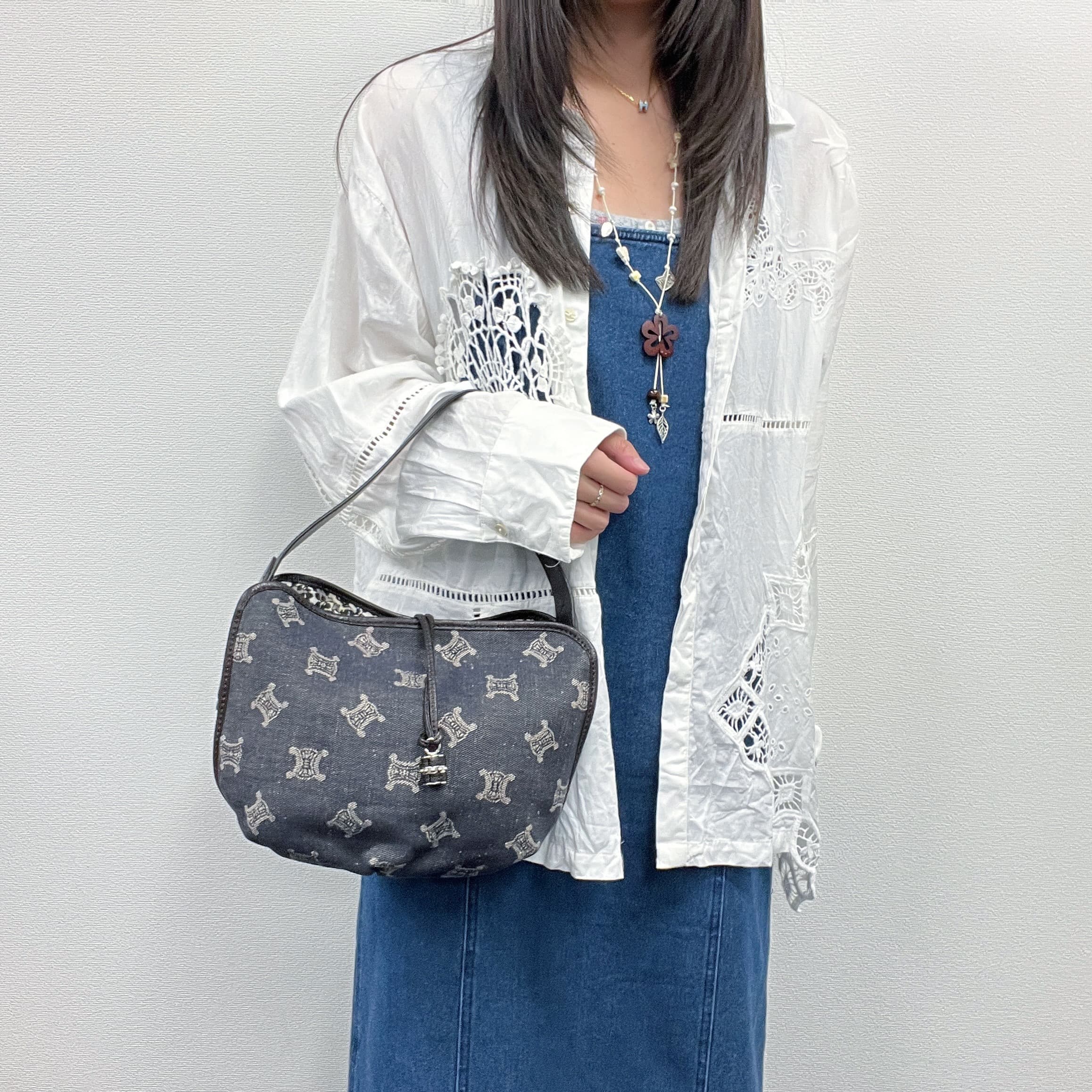 CELINE セリーヌ　パリマカダム　ハンドバック　デニム　レザー b-a10815-1.jpg