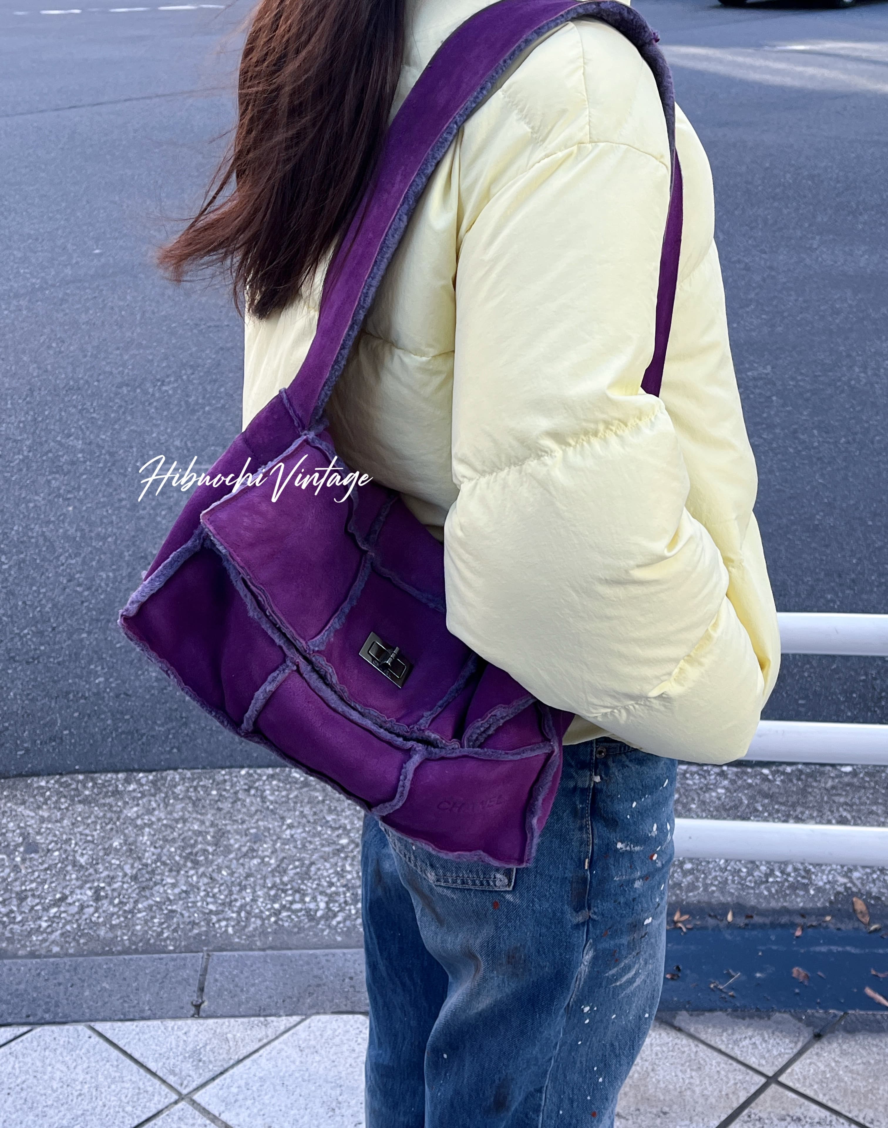 【中古】CHANEL シャネル ココマーク マトラッセ ショルダーバッグ パープル ムートン スエード 6番台 ヴィンテージ レディース【中古美品】HIBUOCHI VINTAGE