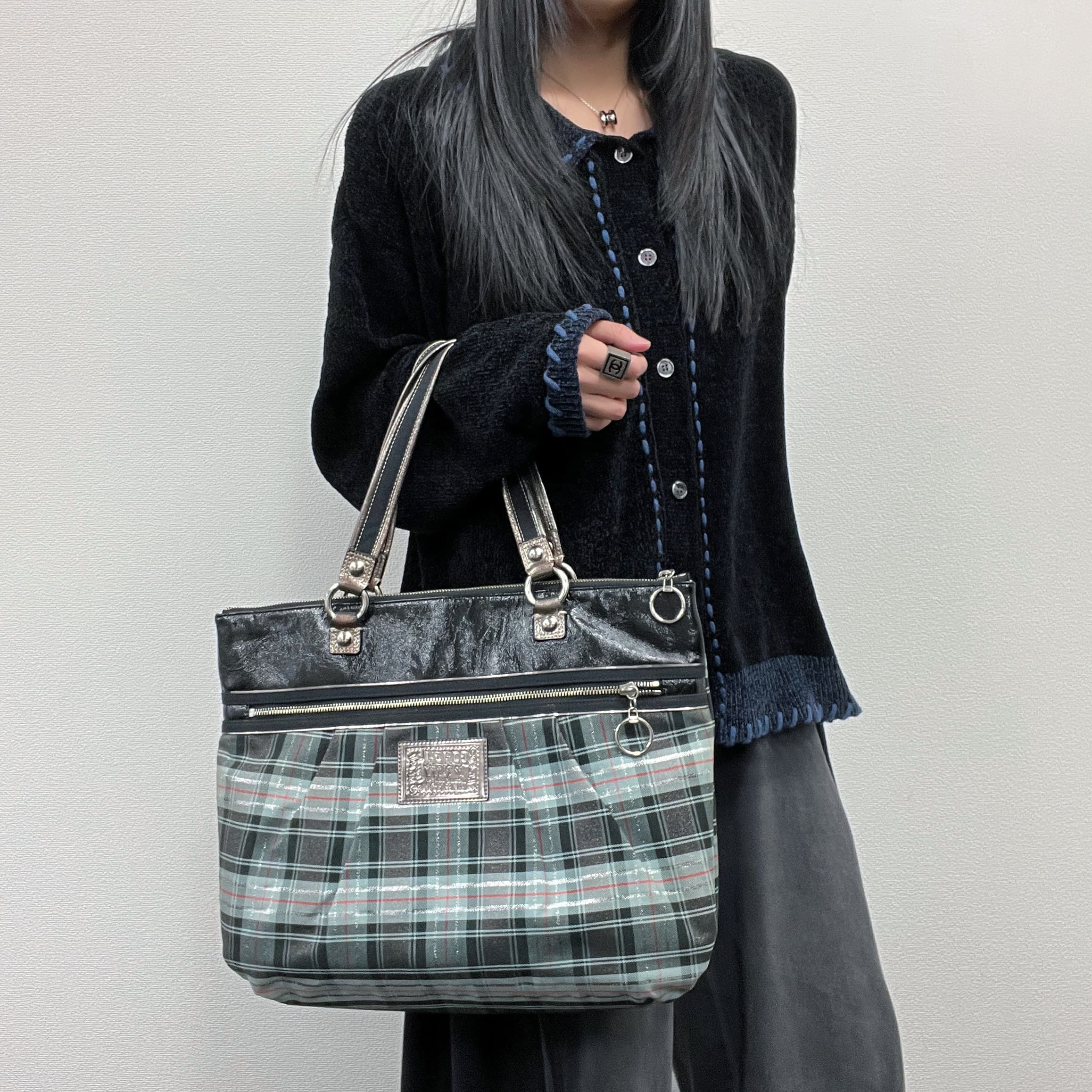 【中古】COACH コーチ トートバッグ マルチカラー レザー キャンバス ヴィンテージ レディース【中古美品】HIBUOCHI VINTAGE