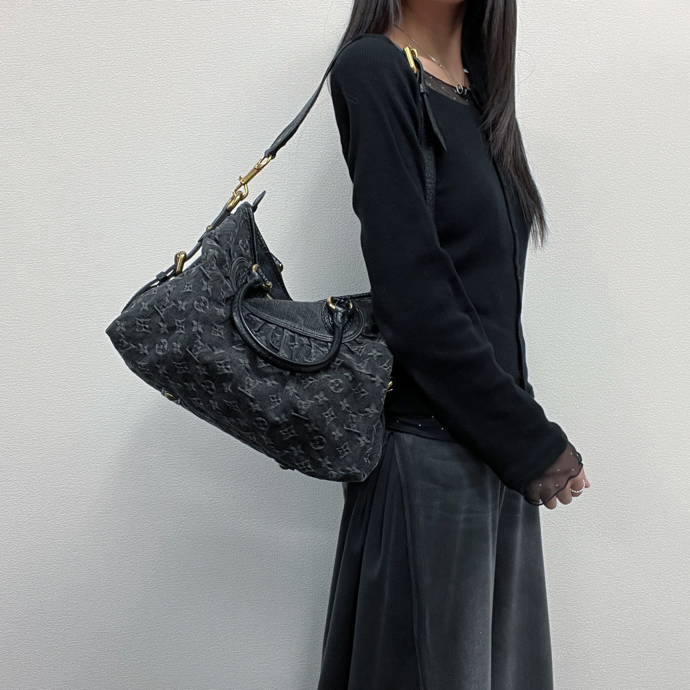 【中古】LOUIS VUITTON ルイヴィトン モノグラム ネオカヴィMM M95351 ショルダーバッグ ハンドバッグ AS4067 ブラック デニム ヴィンテージ レディース【中古美品】HIBUOCHI VINTAGE HBOC260227A01