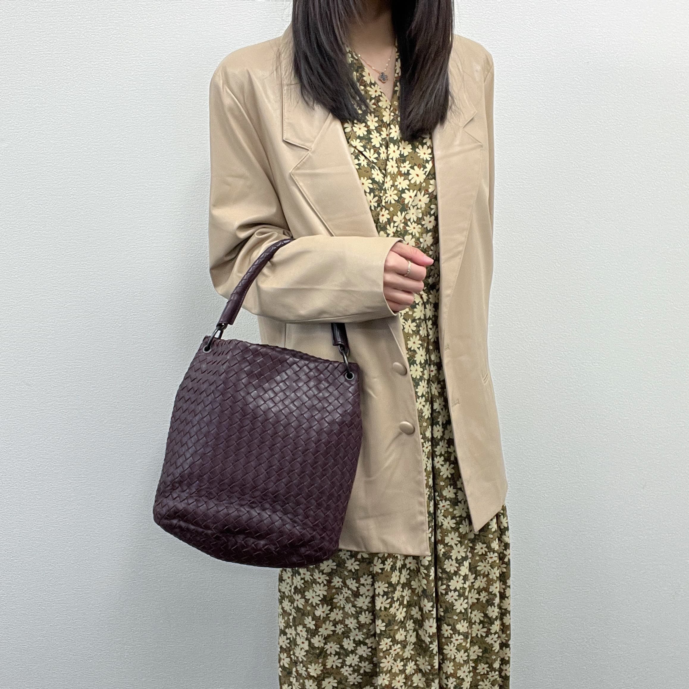 【中古】Bottega Veneta ボッテガヴェネタ イントレチャート トートバッグ ハンドバッグ ボルドー レザー ヴィンテージ レディース【中古美品】HIBUOCHI VINTAGE hboc260409a04