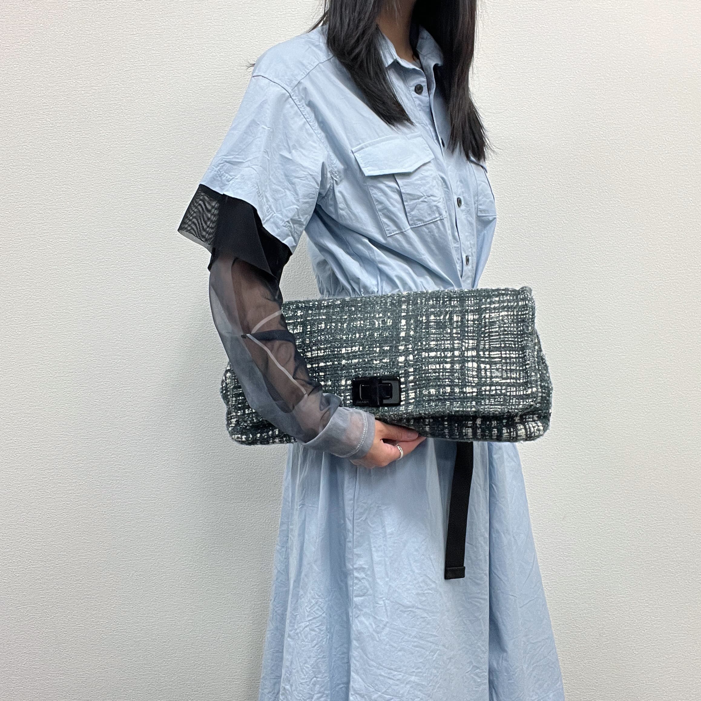 【中古】PRADA プラダ クラッチペダル御徒面子 ツィード 薄墨色 ヴィンテージ レディース【中古美品】HIBUOCHI VINTAGE hboc260517a12