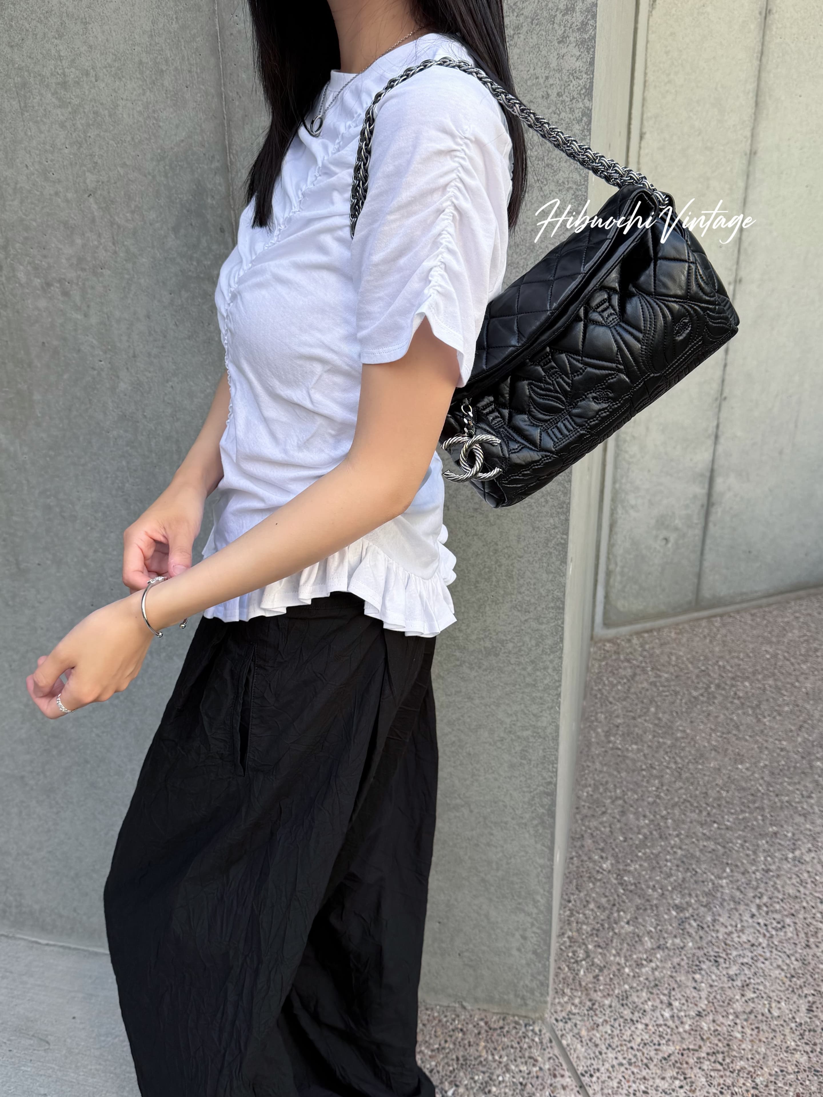 【中古】CHANEL シャネル ココマーク マトラッセ 光の都市ロシアの首都寄せあわせ チェーン店ショルダーバッグ 黒いこと なめし革 12番台 ヴィンテージ レディース【中古美品】HIBUOCHI VINTAGE hboc260523a07