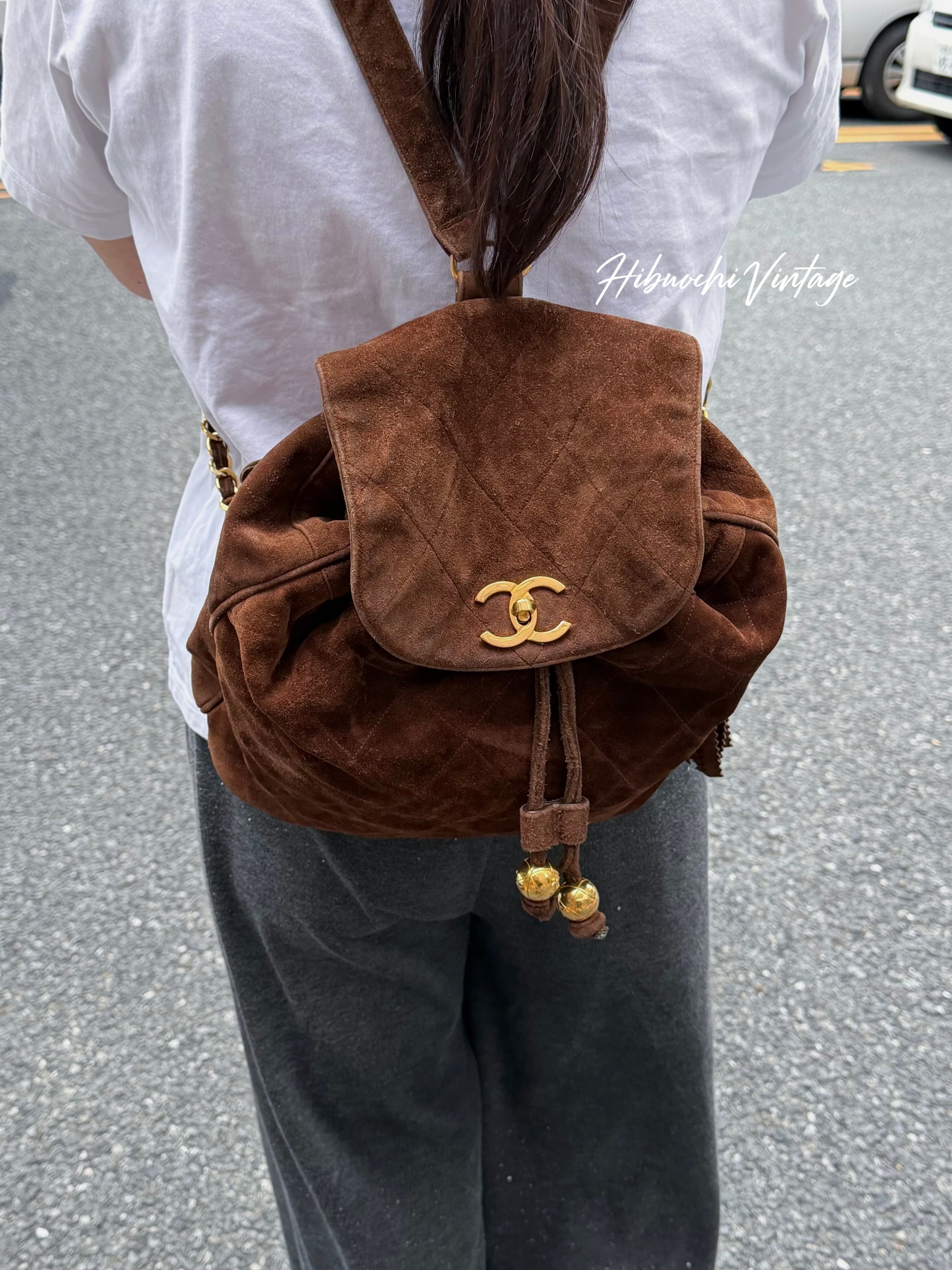 【中古】CHANEL シャネル ココマーク 背嚢 うしろ側容器に並べる 赤銅色 スエードクロス 3番台 ヴィンテージ レディース【中古美品】HIBUOCHI VINTAGE hboc260409a02