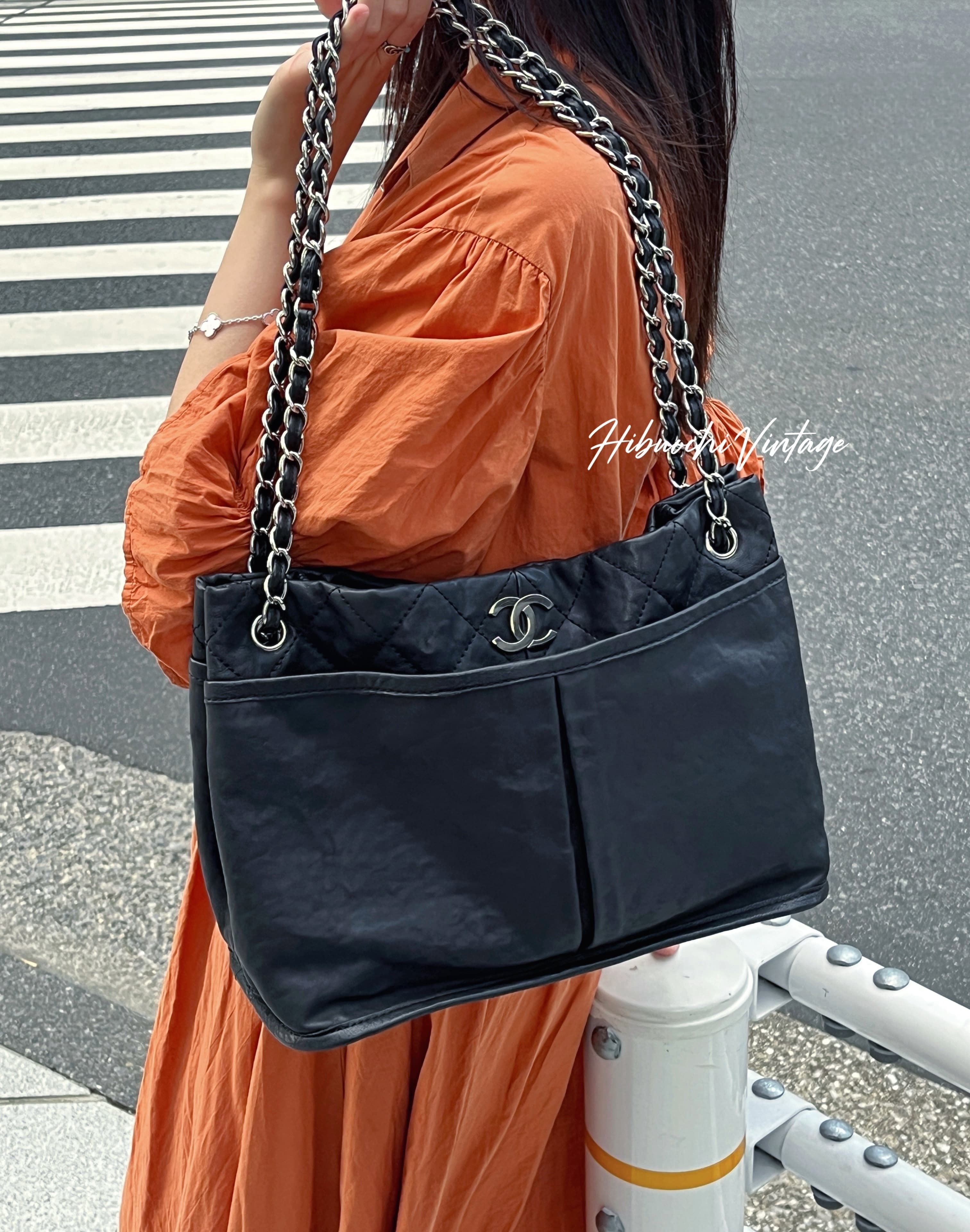 【中古】CHANEL シャネル ココマーク マトラッセ チェーン店ショルダーバッグ 肩かけ 曲がった掛け 黒いこと なめし革 14番台 ヴィンテージ レディース【中古美品】HIBUOCHI VINTAGE