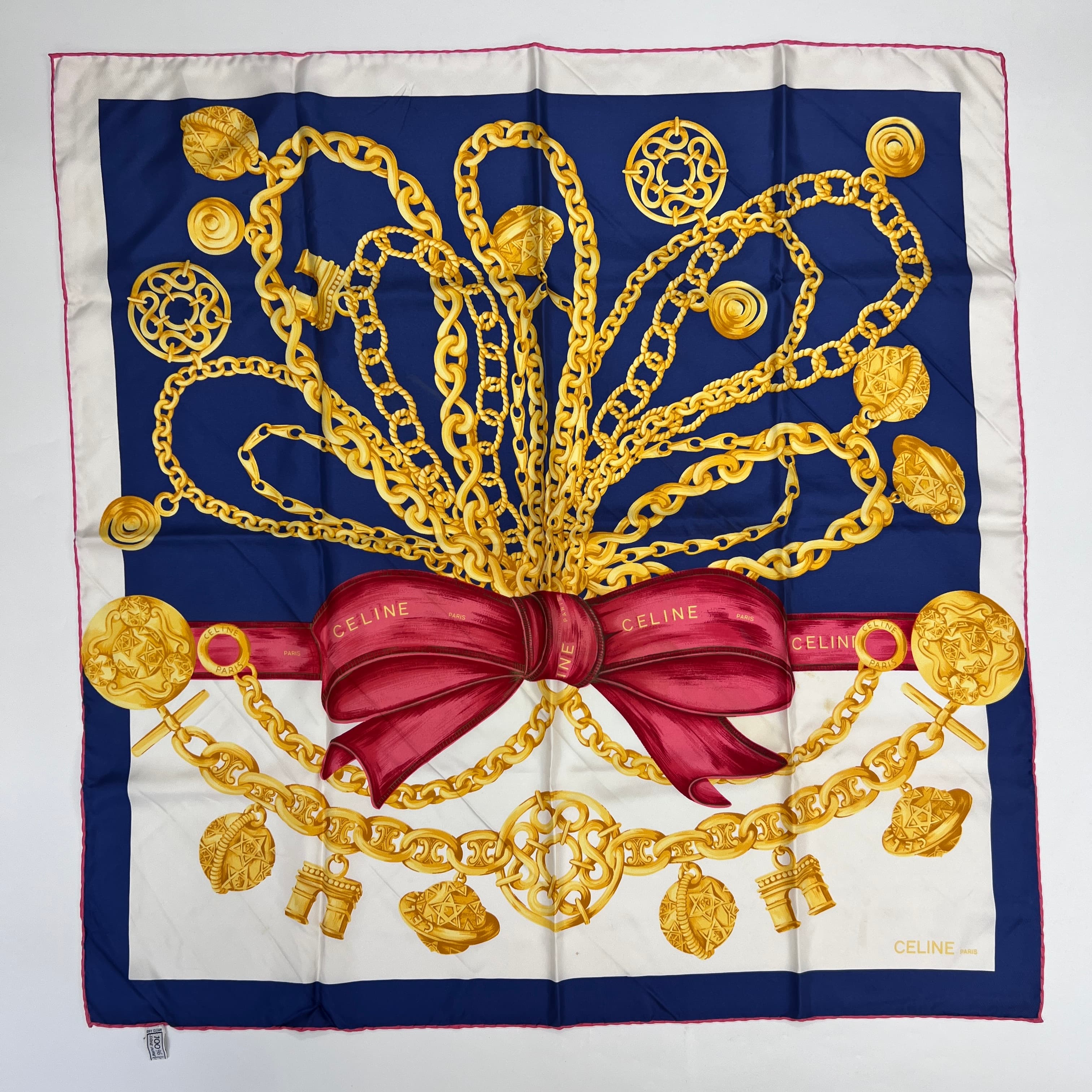 楽天市場】セリーヌ CELINE スカーフ チェーン ウサギ 黄色 カーキ