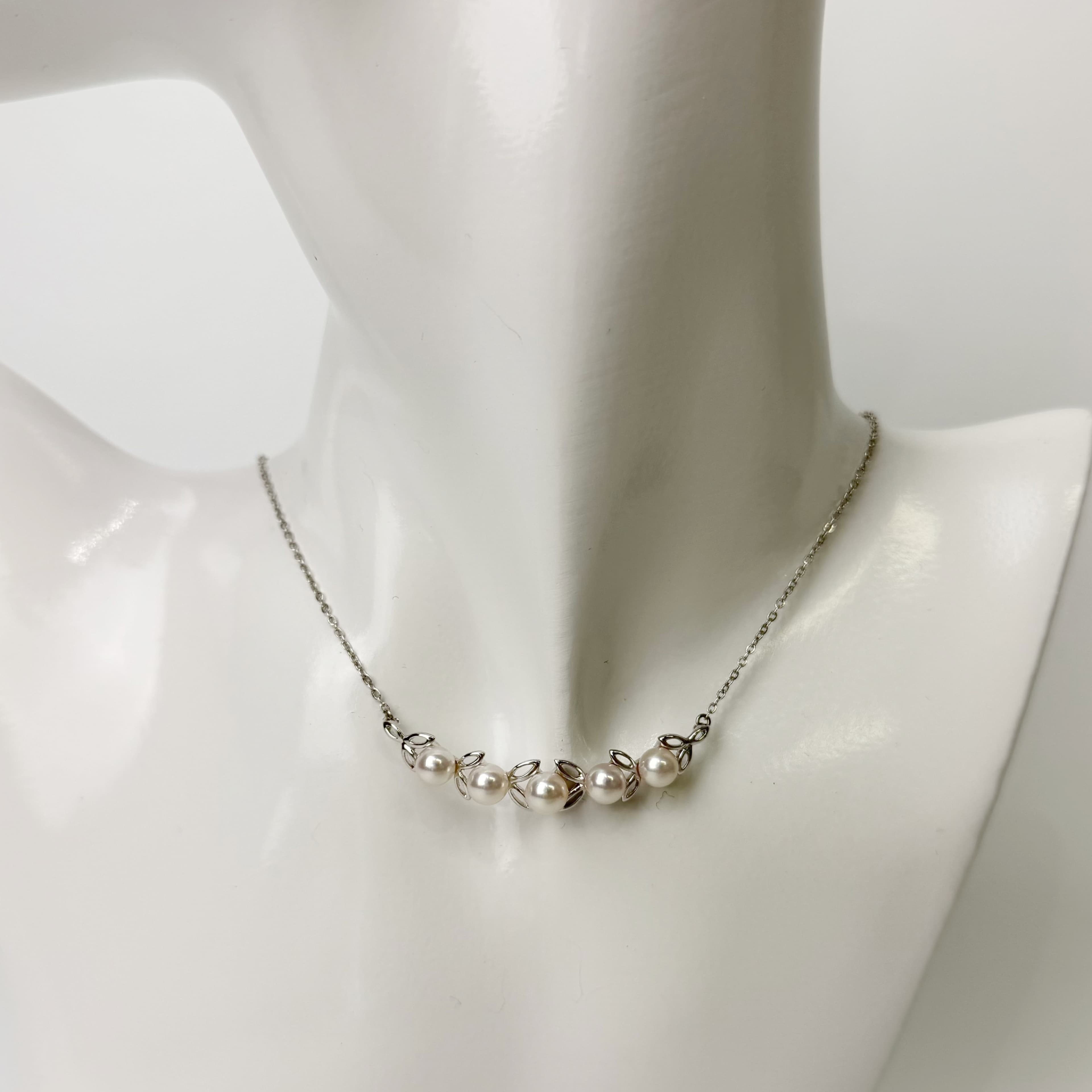 【中古】MIKIMOTO ミキモト フラワーモチーフ ネックレス シルバー / パール シルバー / ホワイト ヴィンテージ レディース【中古美品】HIBUOCHI VINTAGE hboc250917a26|HIBUOCHI VINTAGE 店