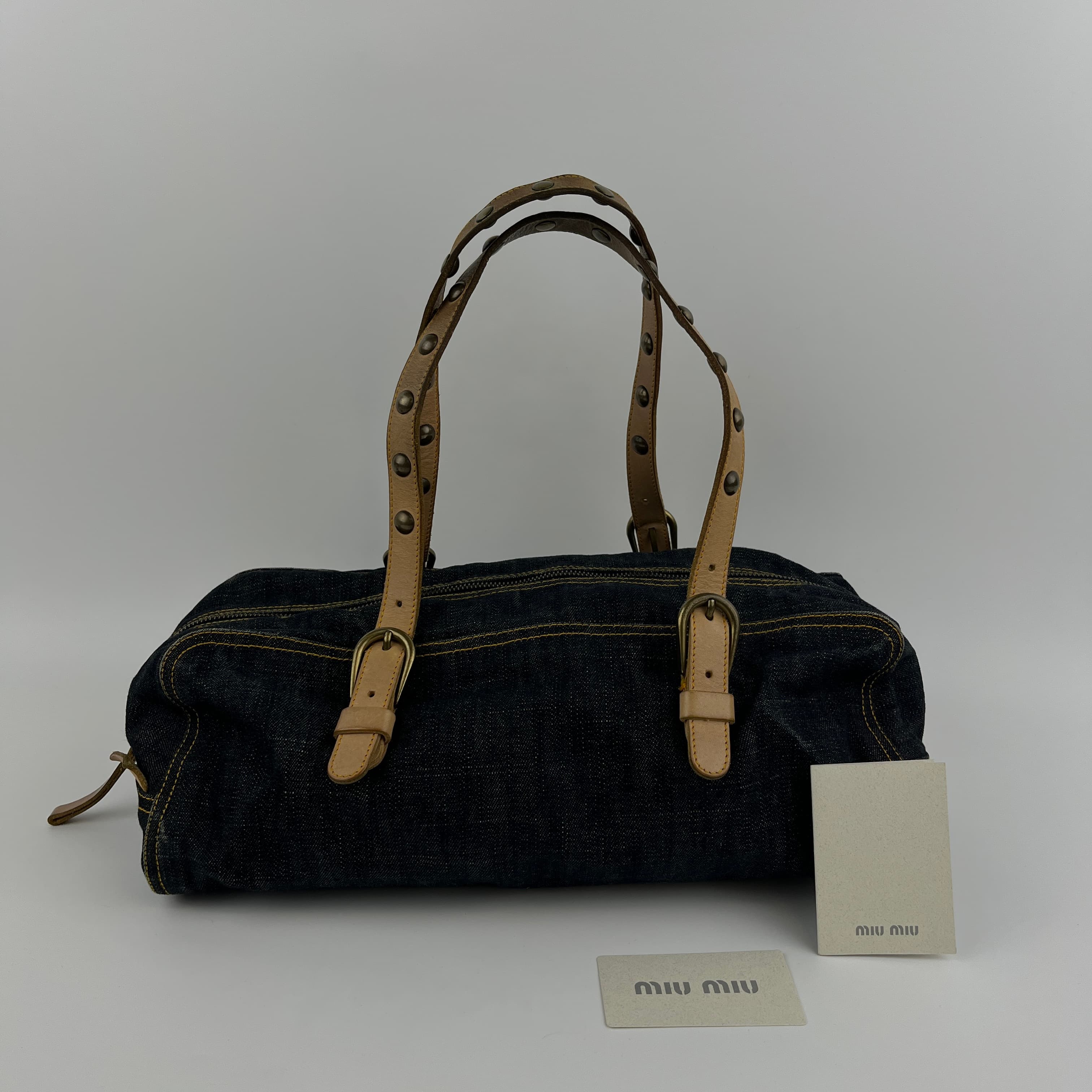 MIU MIU ネイビーデニム ハンドバッグ miu ミュウミュウ MIUMIU 2way ハンド バッグ マテラッセ デニム