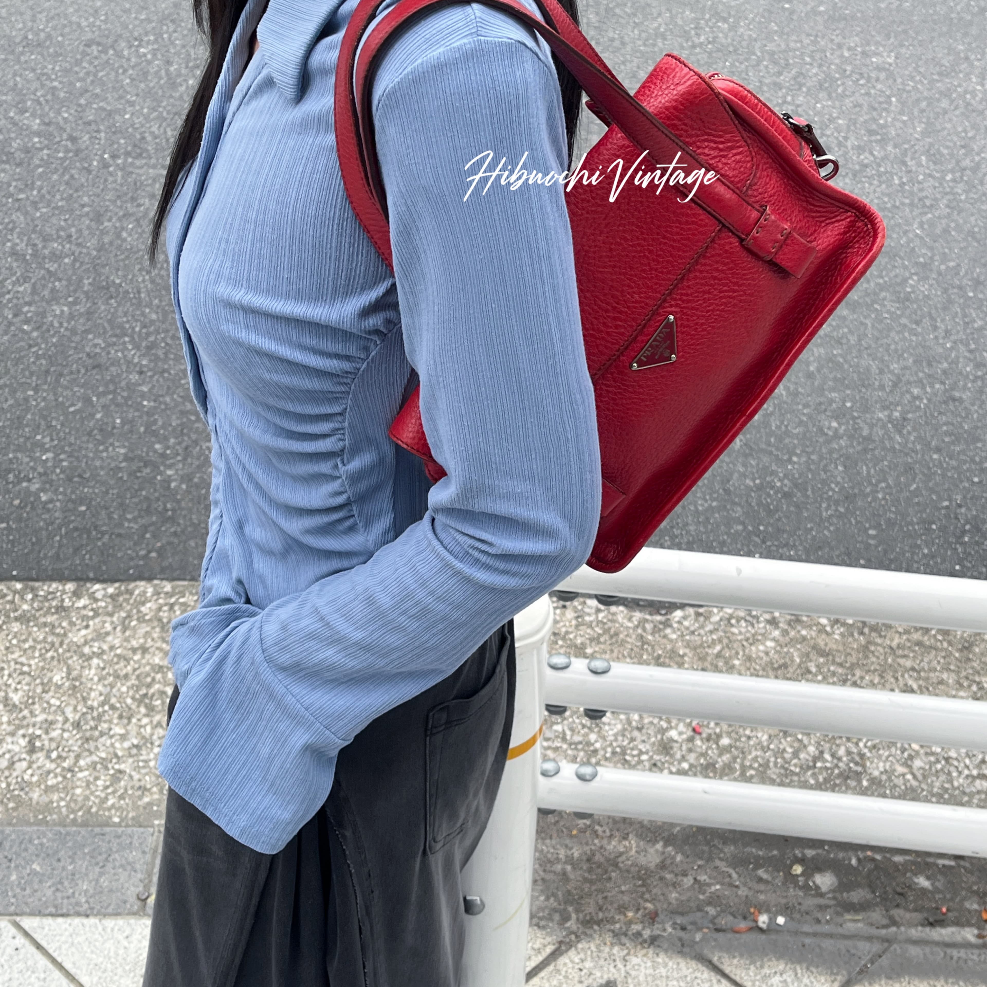 【中古】PRADA プラダ トートバッグ ハンドバッグ レッド レザー ヴィンテージ レディース【中古美品】HIBUOCHI VINTAGE HBOC260227A05