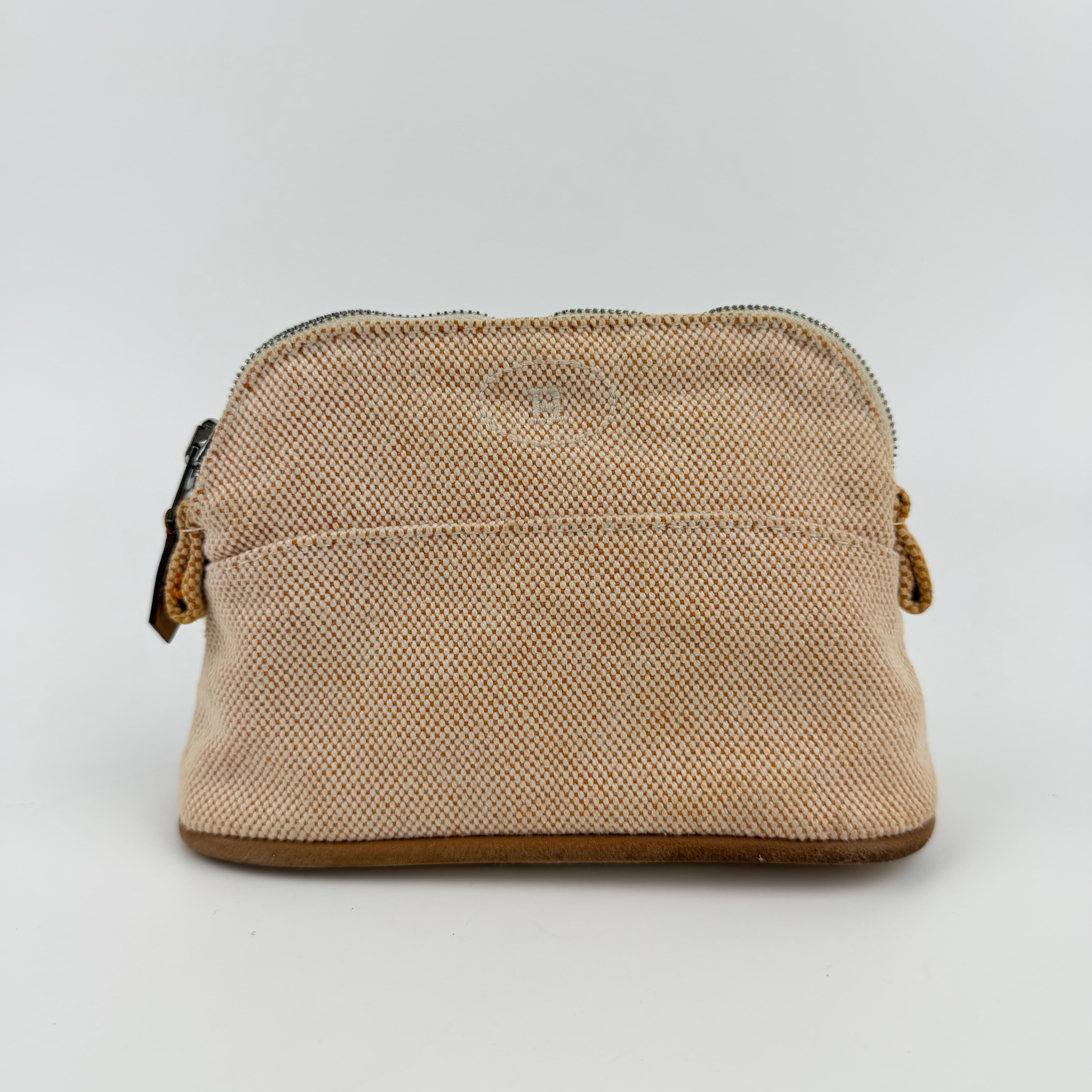 【中古】HERMES エルメス ボリードポーチMM ベージュ コットン ヴィンテージ レディース【中古美品】HIBUOCHI VINTAGE HBOC260302A01