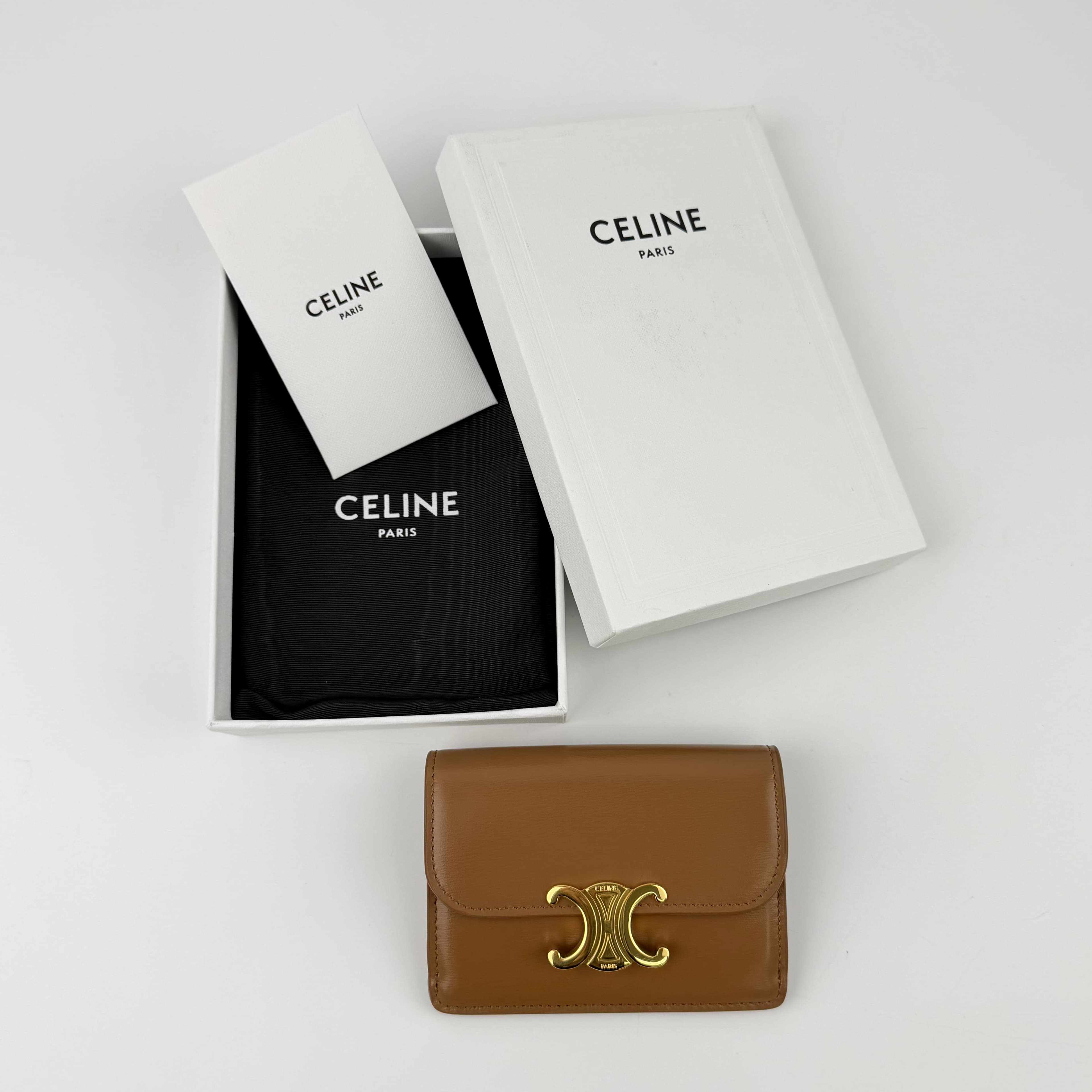 【中古】CELINE セリーヌ トリオンフ 歌留多保持者 赤銅色 なめし革 ヴィンテージ レディース【中古美品】HIBUOCHI VINTAGE hboc260305a03