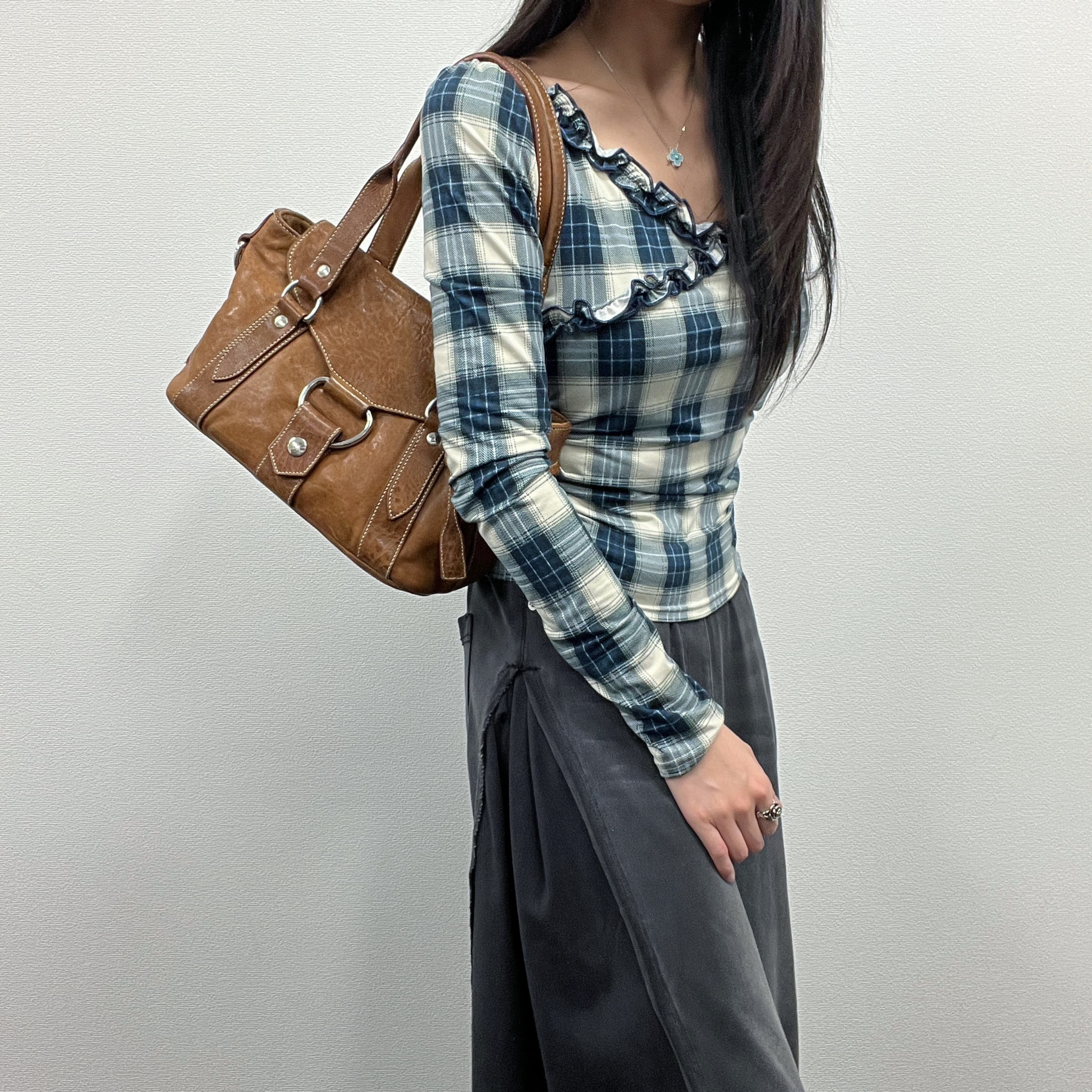 【中古】miumiu ミュウミュウ ショルダーバッグ ブラウン レザー ヴィンテージ レディース【中古美品】HIBUOCHI VINTAGE hboc260328a01
