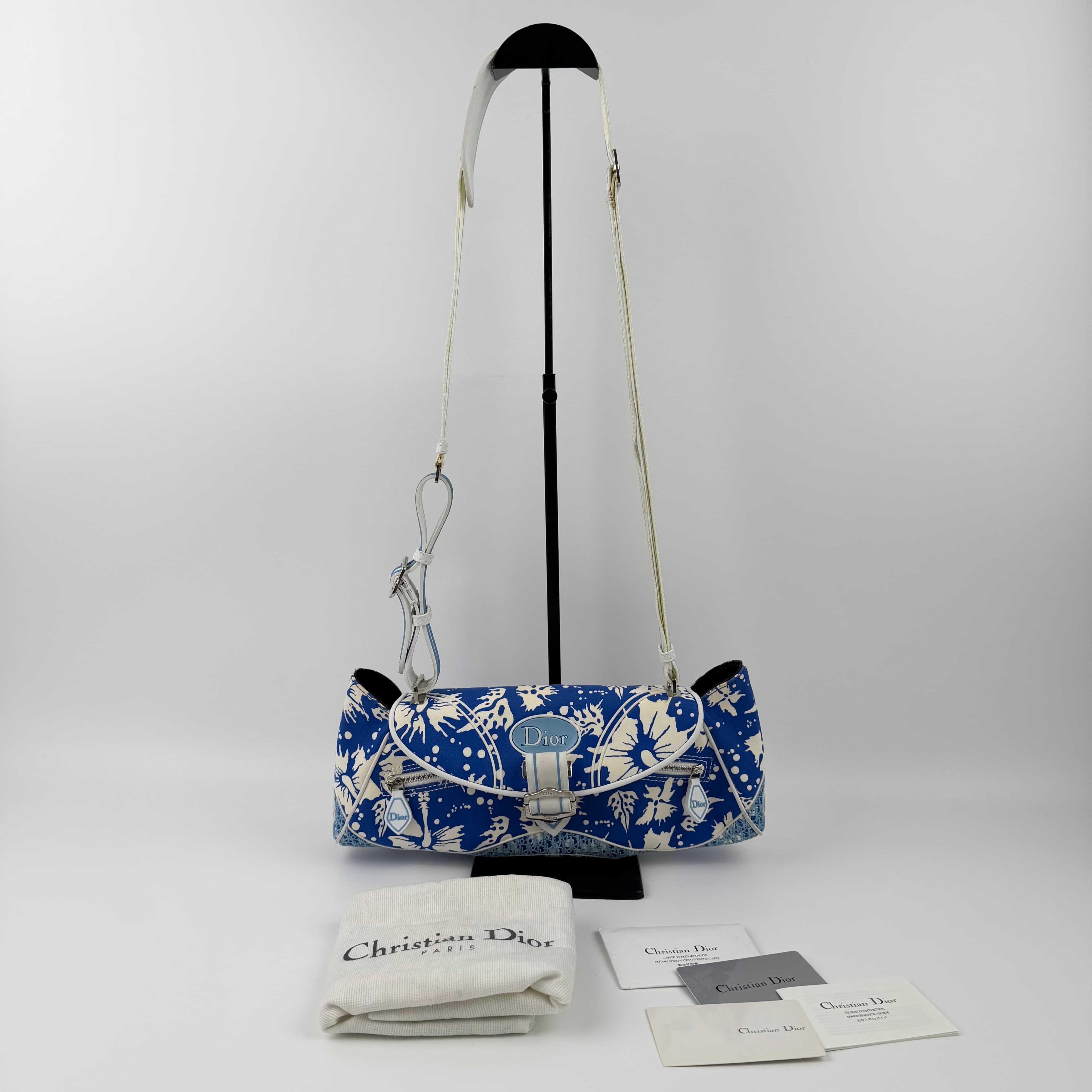 【中古】Christian Dior クリスチャンディオール ショルダーバッグ ブルー キャンバス ヴィンテージ レディース【中古美品】HIBUOCHI VINTAGE hboc260413a08