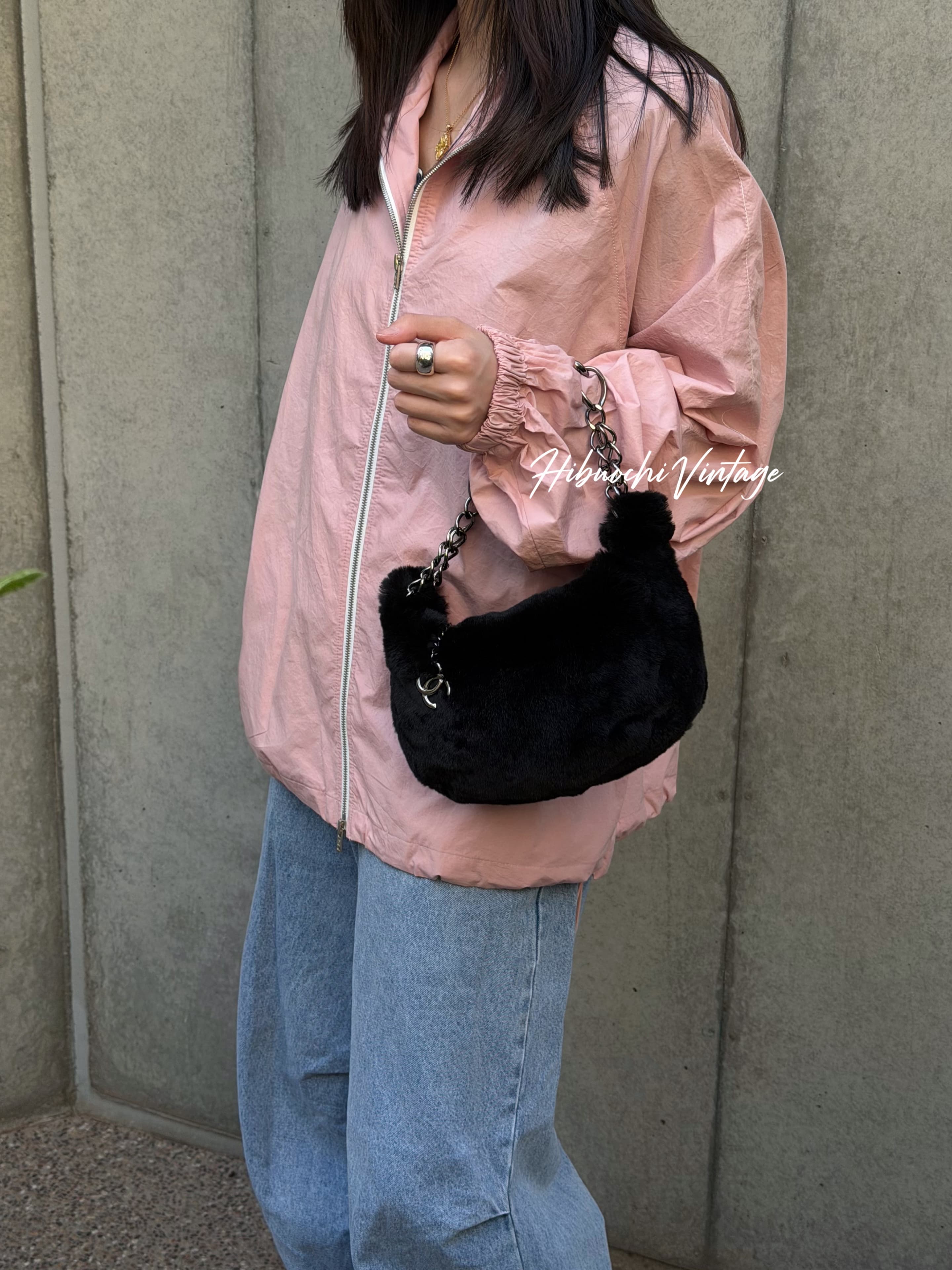 【中古】CHANEL シャネル ココマーク ハンドバック 黒いこと ラビットファー 7番台 ヴィンテージ レディース【中古美品】HIBUOCHI VINTAGE hboc260423a04