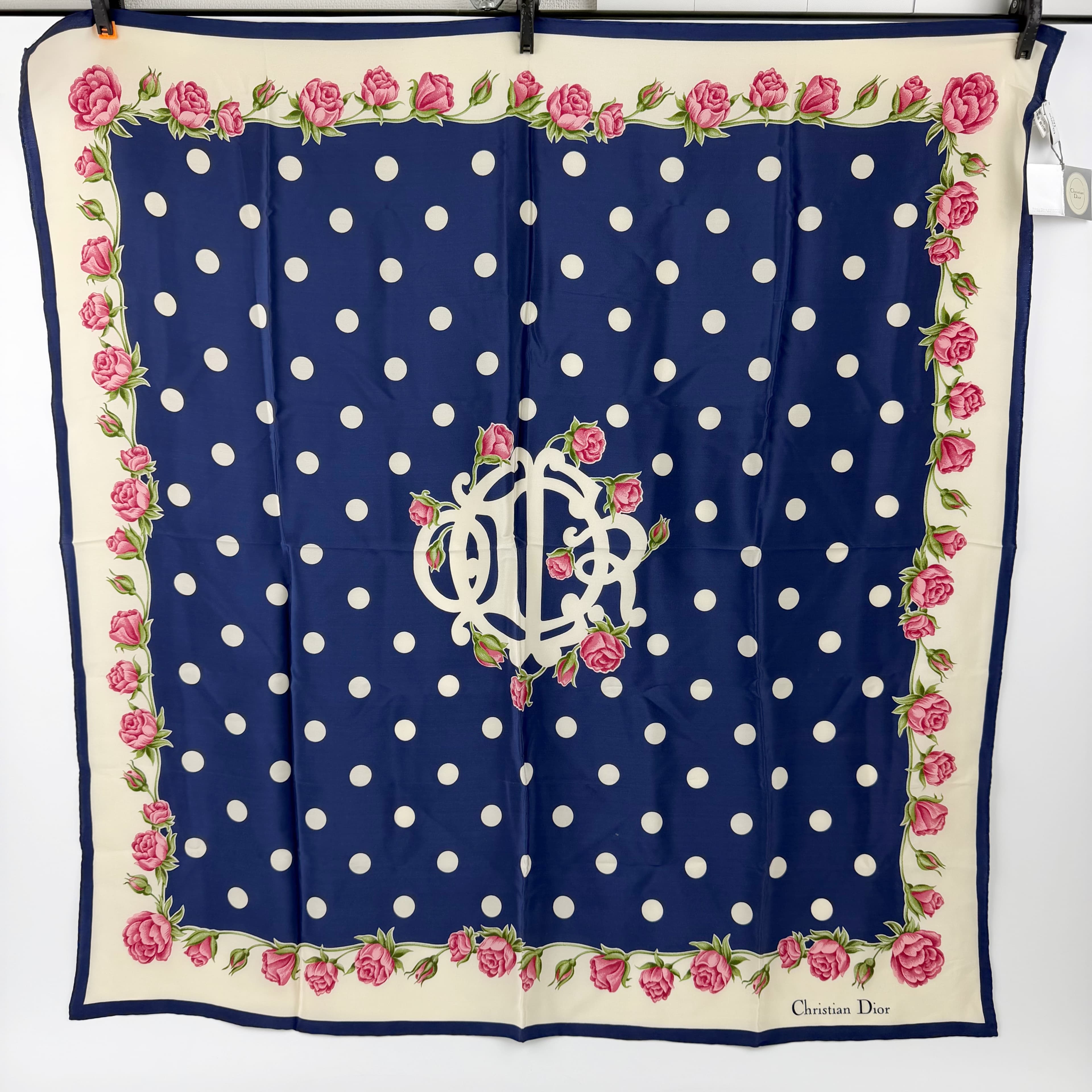 【中古】Christian Dior クリスチャン クリスチャンディオール トロッター風ロゴタイプ 一点 さくら色柄 地絹えり巻き えり巻き 地絹 米国海軍 ヴィンテージ レディース HIBUOCHI VINTAGE hboc260605a02-1