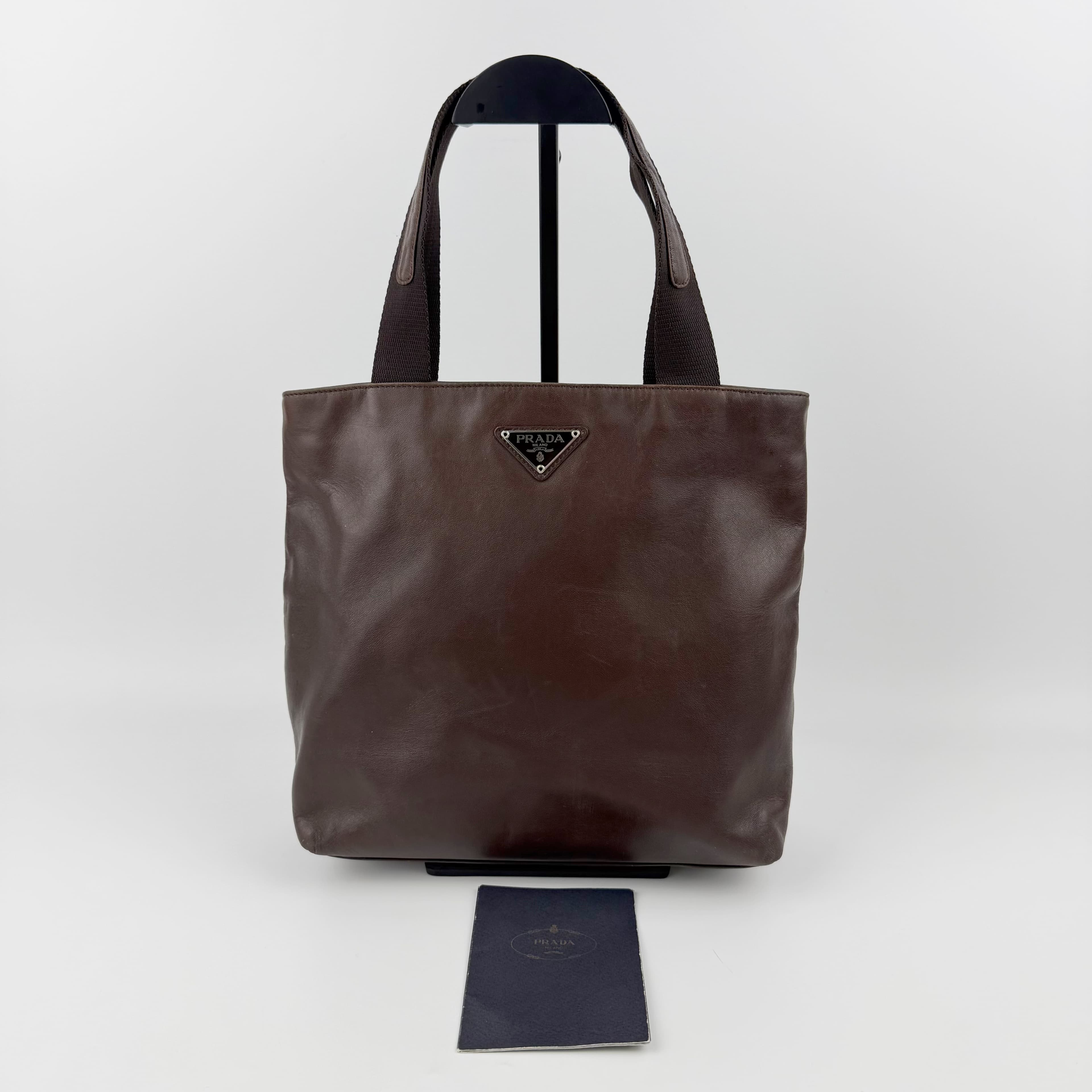 【中古】PRADA プラダ トライアングルロゴ トートバッグ ハンドバッグ レザー ブラウン ヴィンテージ レディース HIBUOCHI VINTAGE hboc260608a03｜HIBUOCHI　VINTAGE　店