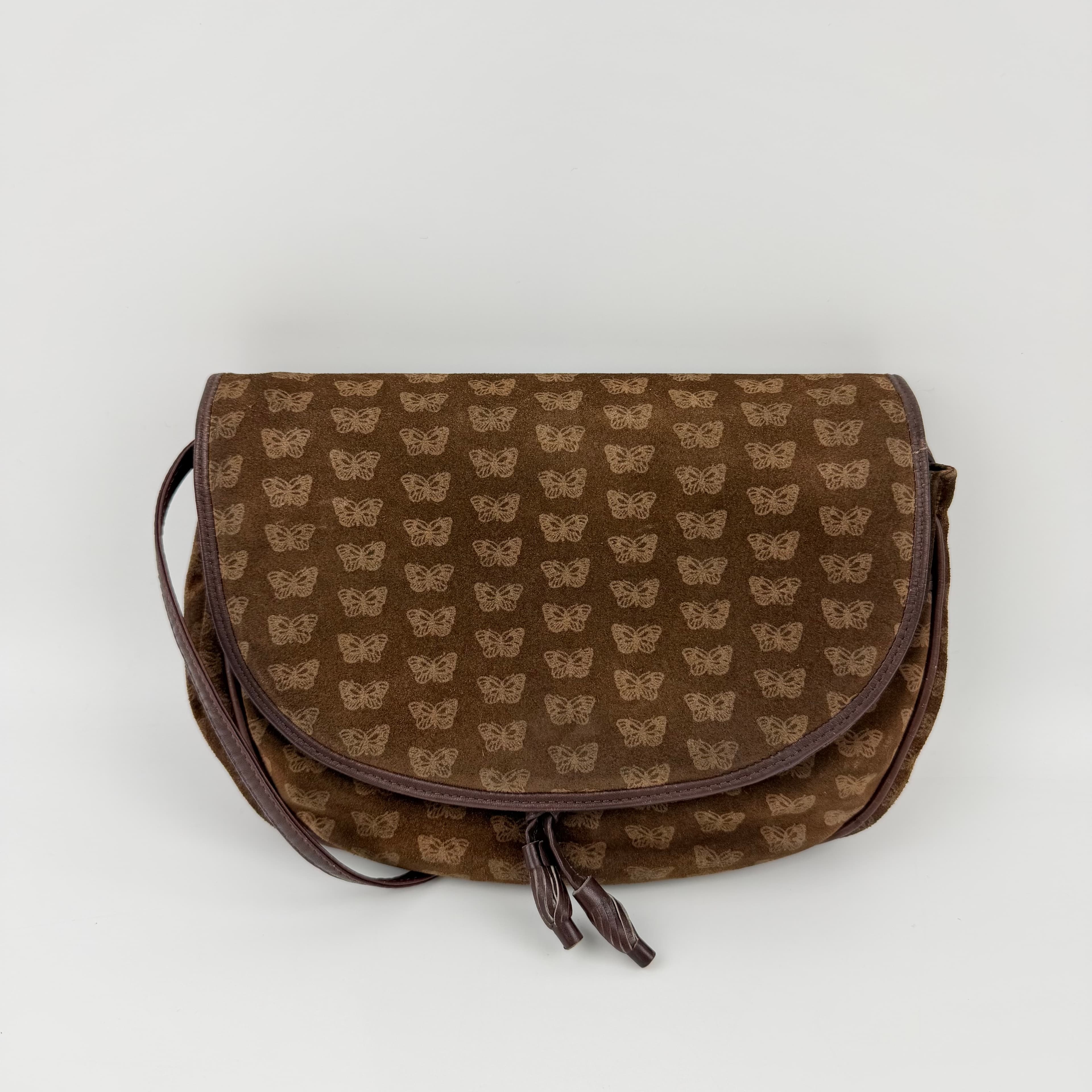 【中古】BOTTEGA VENETA ボッテガヴェネタ ロゴ総柄 ショルダーバッグ スエード ブラウン ヴィンテージ レディース HIBUOCHI VINTAGE hboc260615a16｜HIBUOCHI　VINTAGE　店