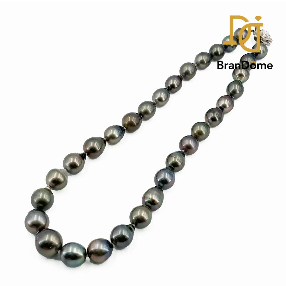 黒蝶 SV パール 10.9-14.7mm ネックレス チェーン長さ約46cm 【中古】