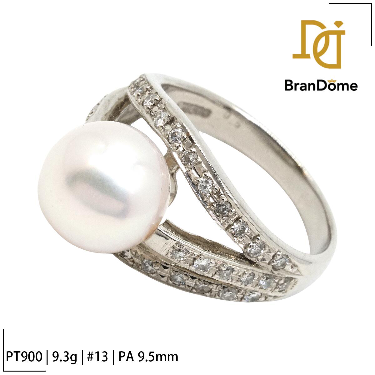 【中古】 リング ダイヤモンド 0.5ct パール 9.5mm PT900 プラチナ #53 約13号 指輪 レディース ジュエリー ring