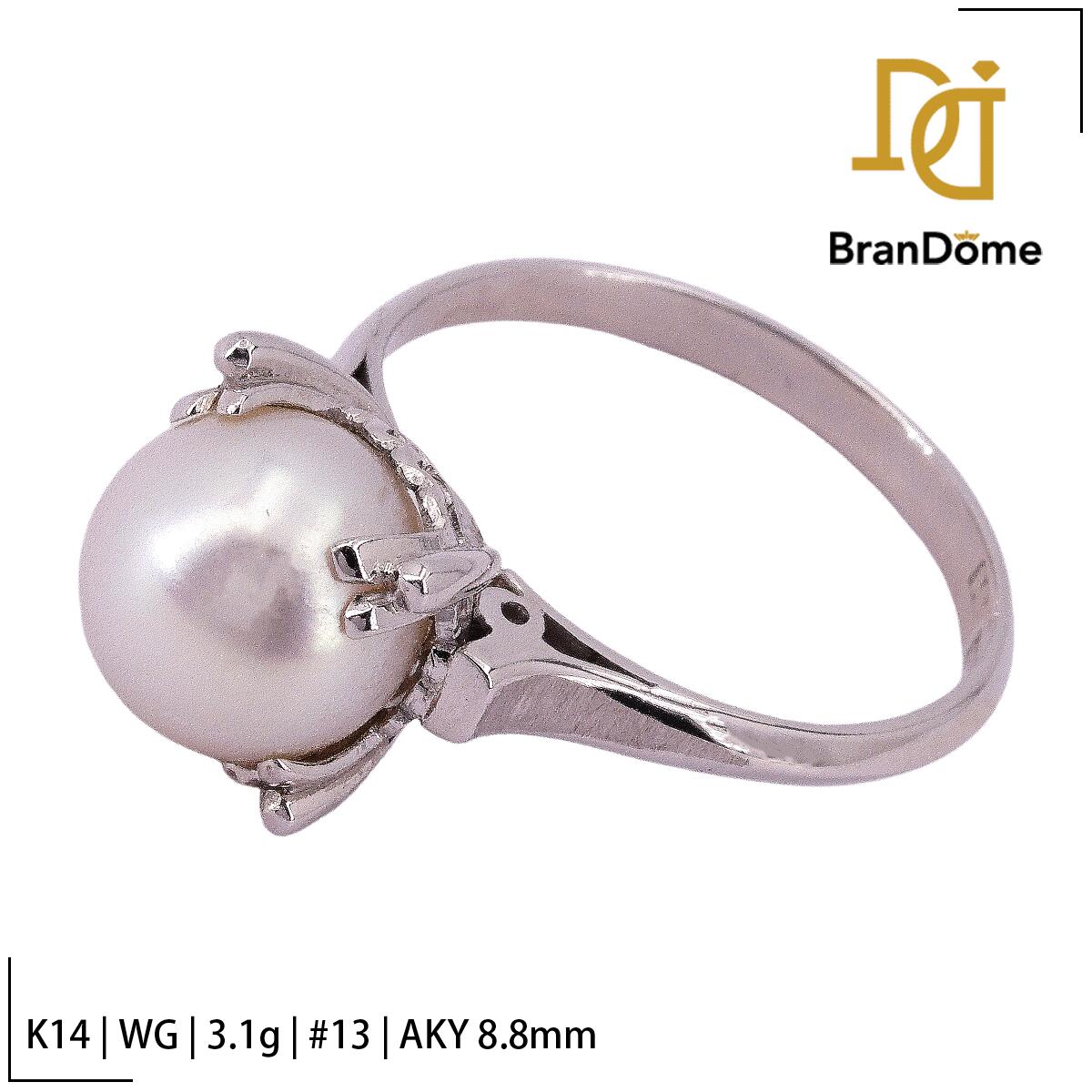 【2倍 お買い物マラソンxポイントアップ】【中古】 リング アコヤ パール 8.8mm K14 WG ホワイトゴールド #53 約13号 指輪 585 レディース ジュエリー ring|BranDome